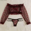 Sexig uppsättning kvinnliga nattklänningar Sexig underkläder nattkläder spetsspetsar topp underbyxor pajamas kostym frestelse sömnkläder set natt kostym kvinnlig q0706 l230918