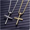 Pendentif Colliers HNSP Hip Hop Rock Baseball Gold Cross Collier pour hommes Mâle Chaîne en acier inoxydable Bijoux1 Drop Livraison Bijoux Pen Dhkdf