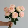 6 Stück feuchtigkeitsspendende Austin Rose realistische Real Touch Fake Rose Blumendekoration Hochzeit Biral Bouquet Party Home Wohnzimmer Flore