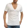 Maglietta intera per uomo Camicia elegante T-shirt Fanila con scollo a V profondo per Camiseta Hombre 95% cotone Ondergoed Sexy bianco S-XXXL G 2274S