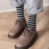 Women Socks Black And White Striped Stockings Women's Mid-tube Ins Tide Summer All-match Japanese Thin Cotton