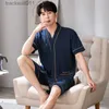 Женская одежда для сна L-4xl Plus Summent Summer Cotton Man Pajamas Мужчины японская пижама с коротким рукавом. Случайный костюм для ночной одежды Baju Tidur Lelaki Set L230918