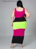 Podstawowe sukienki swobodne sukienki Kobieta lato 2022 Hurtowa bez rękawów w paski w paski Patchwork Bodycon sukienka plus size długa sukienka L230918