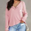 Camiseta maya de manga larga de lujo para mujer, prenda de punto sencilla e informal para el día a día, color sólido a cuadros, cuello en V, lon227c, 2023