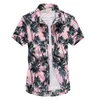 Chemise de plage hawaïenne imprimée palmier pour hommes, chemises d'été à manches courtes 5XL, chemise à col rabattu, tissu de vacances pour hommes 2020, 224P