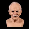 Costume Accessories Realistic Human Wrinkle Party Cosplay Scary Old Man Full Head Latex Mask for Halloween Festival 220629 L230918