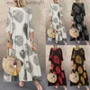 Vestidos casuais básicos 4xl 5xl verão feminino maxi vestido 2022 moda vintage impressão robe senhoras solto casual o-pescoço chique e elegante famale roupas l230918