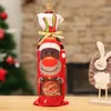 Accueil Table bouteille de vin couverture décorations de noël imprimé dessin animé bonhomme de neige Santa renne sac ornements de noël cadeaux de noël nouvel an