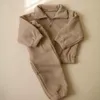 Conjuntos de roupas infantis ternos de lã meio zíper isolar sportwear outono bebê menino menina conjunto pulôver suéter jaqueta top calças outfit 230918