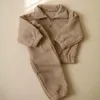 Kläder sätter barns fleece passar halv dragkedja isolera sportkläder hösten baby pojke tjejkläder set pullover tröja jacka topp byxor outfit 230918