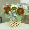 Dekorativa blommor 12 cm Big Head Artificial Sunflower Flower Silk Wedding Garden Home Decoration Short Branch Fake