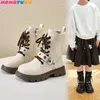 Sneakers Dzieci Buty śnieżne Dziewczyny 2023 Zimowe dziecięce buty mody Koreańskie Edycja ciepła skóra solidna dziewczynka 230918