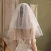 Bridal Veils Resin Flower Veil Double Layer Soft Wedding Headwear Wholesale