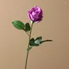 Dekorativ blommor Stil 6 datorer med verklig beröring av high-end rose artificiell blomma bukett bröllop hem dekoration bord flor tyg tyg