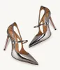 Aquazzura Bovary Pump Pump Metallic High Heels Buty Krzyżowe Kobiety luksusowe wieczorne sandały dla kobiet