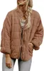Kadın Ceketleri Kış Paltoları Kadınlar İçin Sıcak Polar Ceket Gevşek Sade Kapitone Stand Yaka Zip Pamuk Ceket Dış Giyim Pocket