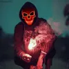 Kostymtillbehör Party Masks 20 Colors Halloween LED Mask Dj Light Up Glow in Dark Scary Masquerade Festival Skull Mascara 230817 L230918