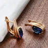 Kolczyki Dangle Punk Style Fashing for Women Blue Sapphire Hoop Bridal Wedding Wedding Kamień Biżuteria Hurtowa