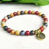 MG0729 6 MM Picasso Jasper Charm Lotus Flower Armband Ny designkvinnas Yoga Mala Armband Energi Protection Armband263Z