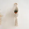 Decorative Figurines Handwoven Hanging Basket Pouch Bag With Fringe For Living Room Wall Decor