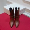 Stivaletti Slip-On a punta Tacchi a spillo Suola in cuoio Designer di lusso da donna Calzature di fabbrica di scarpe occidentali Taglia 35-40
