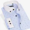 Whole-CAIZIYIJIA 2017 hommes os de poisson imprimé à manches longues chemises habillées Patchwork manchette confort doux décontracté Slim-fit Butto288g