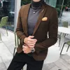 Męskie garnitury Blazers 2021 Style brytyjscy mężczyźni Wysokiej jakości wełniany kombinezon biznesowy mężczyzna Slim Fit Casual Blazers Man Fash281o