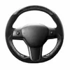 Alcantara Carbon Fiber Leather Steering Wheel Stitch Wrap Cover For Tesla Model3245T