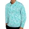 メンズポロスアクアローズポロシャツマン抽象フラワープリントカジュアル秋のストリートウェア襟長袖デザイン特大のTシャツ
