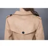 Trenchs de femmes manteaux 2023 mode daim daim femmes printemps automne long manteau s-6xl coupe-vent femme double boutonnage