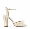 Boda nupcial romántica Sacora Sandalias Zapatos Mujer Perlas blancas Tacones altos Diseñador de marca Lady Bombas Gladiador perfecto Sandalias665