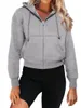 Dameshoodies Dames cropped hoodie met rits, fleece workout boxy sweatshirt met lange mouwen en capuchon