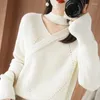Kvinnors tröjor Fashion V-Neck Loose Casual Sweater Clothing 2023 Winter All-Match Pullovers Commute Tops