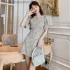 Grundläggande avslappnade klänningar 2023 Summer Casual Sweet Dresses For Women Leopard Print Shirring Sleeve Mini Dress Female Holiday Street Vestido Mujer Clothes L230918