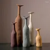 Vases Vase de fleurs séchées de bureau Vase en céramique cuite à petite bouche Arrangement décoratif Ornement Artisanat Cadeau