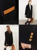 Women's Wool Blends Amii Minimalist Woolen Coat for Women 2023 Winter New Mid-Long Loose Office Lady Blends Turn-Down Collar Casual Jackets 12324024L230918