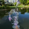 Double Recycler Beaker Glass Bong Hookahs Fab Egg Turbine Percolator Oil Dab Rigs Water Bongs 14mm Feminino Joint Water Pipes com tigela