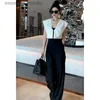 Womens Jumpsuits Rompers Mall JumpsuitNew Style Suit Jumpsuit Womens Classy Summer ShortSleeved Black White Contrast Stitching SlimFit Sexy WideLeg Trousers 202