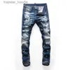 Men's Jeans Tops Mens Ripped Distressed Grey Jeans Fashion Designer Slim Fit Washed Motocycle Denim Pants Panelled Hip Hop Biker Trousers NJ8254 L230918