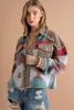 Damenjacken Damen Corduroy Mixed Denim Jacke Mantel Frauen 2023 Herbst Winter Grau Braun Vintage Druck Lässige Outwear Weiblich