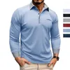 Camisas masculinas outono polo manga longa bolso t-shirt casual negócios botão-up moda camisa roupas europeias