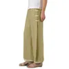 Pantaloni da donna con fibbia gamba larga Capri Pantaloni corti a doppio strato stile cinese larghi dritti tinta unita eleganti
