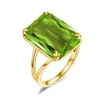 Clusterringen 18K goud zilver met peridotstenen glanzende luxe bruiloft sieraden verlovingsring voor vrouwen 925 ring in de uitverkoop