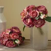 Fiori decorativi Fiore finto Rosa Ortensia Bouquet Decorazione di nozze Simulazione Home Indoor Soggiorno Decor Seta artificiale