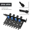 Computer Cables 12V Cooling Fan Hub Easy Install 1 To 3 8 Way PC Case 4Pin 3Pin Speed Controller Practical Regulator Splitter Adapter