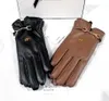 Fashion Women PU Leather Gloves Fur Inside Brand Mittens Five Fingers 3 Colors With logo With Tag Wholesale