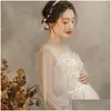 Mutterschaftskleider 2021 Neues Spitzen-Mesh-Kleid Po-Shooting Fee Weiße Stickerei Blume Boho Langes Kleid Frau Pografie Kostüm Babyparty Dr Dhmd7