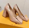 Cone Heels Pumps Shoes Satin Curve Pointed Toe High Heel For Women Luxury Designers Evening Dress Shoes Patent Leather Formal Shoe