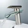 Bathroom Sink Faucets Basin Faucet Waterfall Mixer Tap Deck Mounted Wash Glass Taps Single Handle Cold Torneira Banheiro