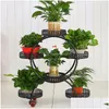 Plantadores Potes Portátil Flor Stands Com Rodas Metal Planta Titular Bandejas Criativas Organizador Grande Rack de Armazenamento Para Decoração de Casa Drop de Dhrda